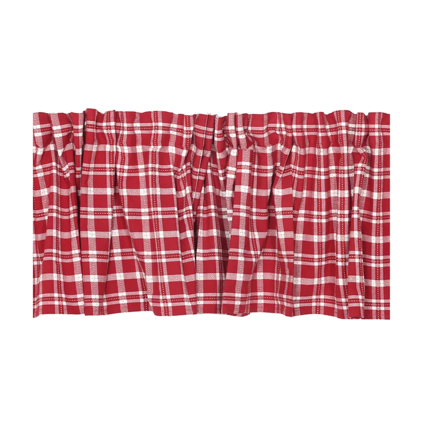 Recycled Curtain Valance Ann, Dark Red/Sand/Beige
