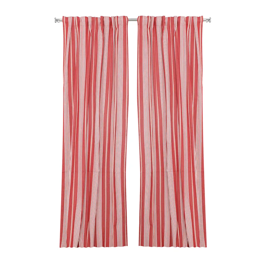 Recycled Curtain Panel 2-pack Hampus, Dark Red/Linen