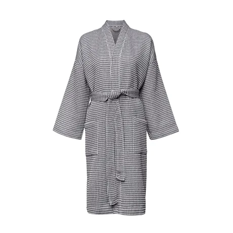 Recycled Bathrobe Wilma, Dark Grey/White