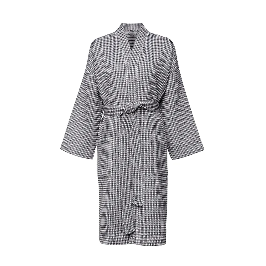 Recycled Bathrobe Wilma, Dark Grey/White
