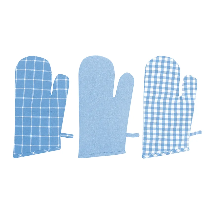 Recycled Oven Mitt Recycling, 3-assorted, Light Blue/White