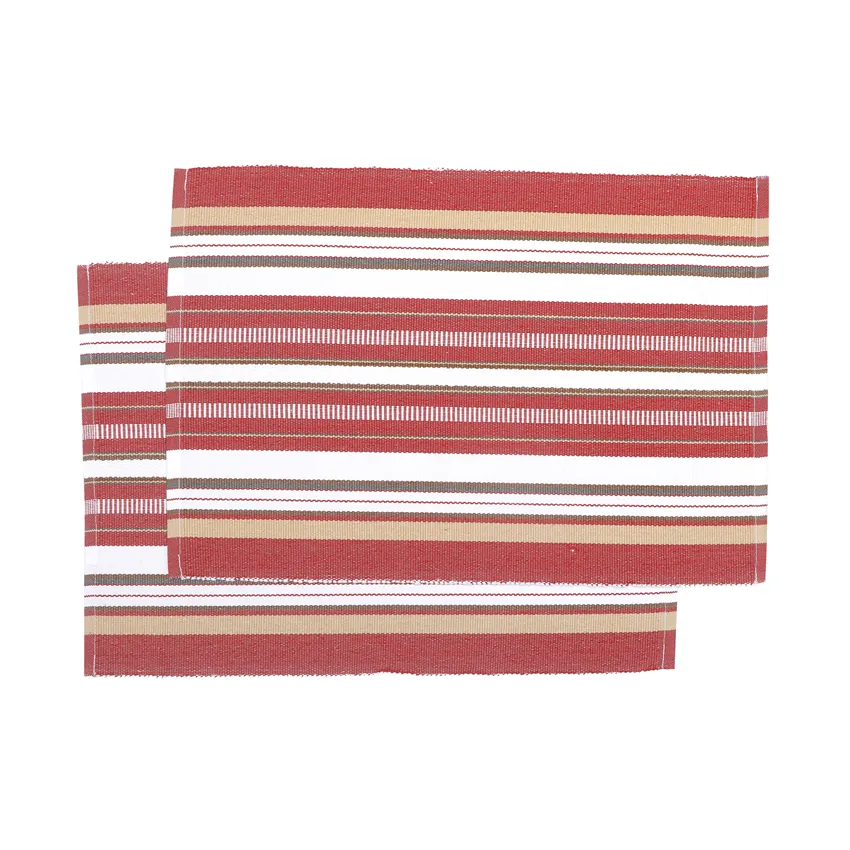 Recycled Placemat 2-pack Karin, Dark Red/Olive Green/Brown