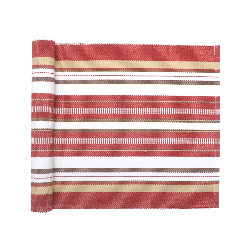 Recycled Table Runner Karin, Dark Red/Olive Green/Brown