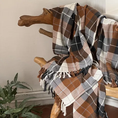 Recycled Blanket Adam, Dark Grey/Brown/Ecru