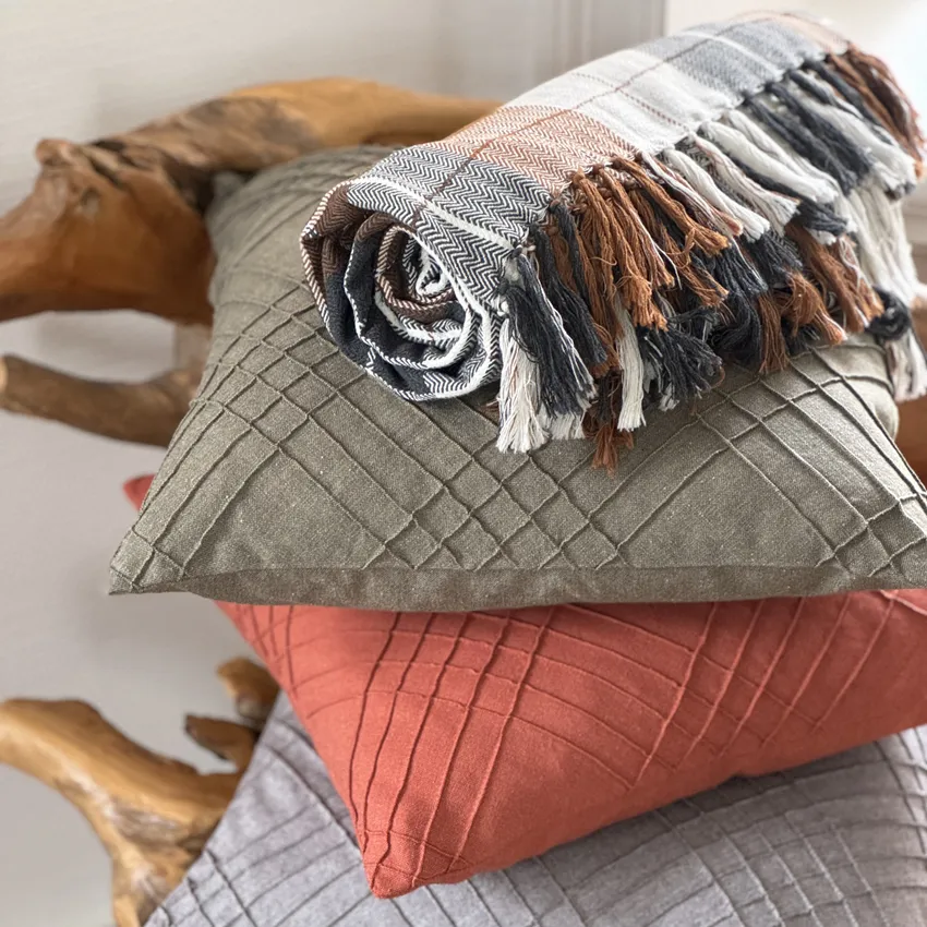 Recycled Blanket Adam, Dark Grey/Brown/Ecru