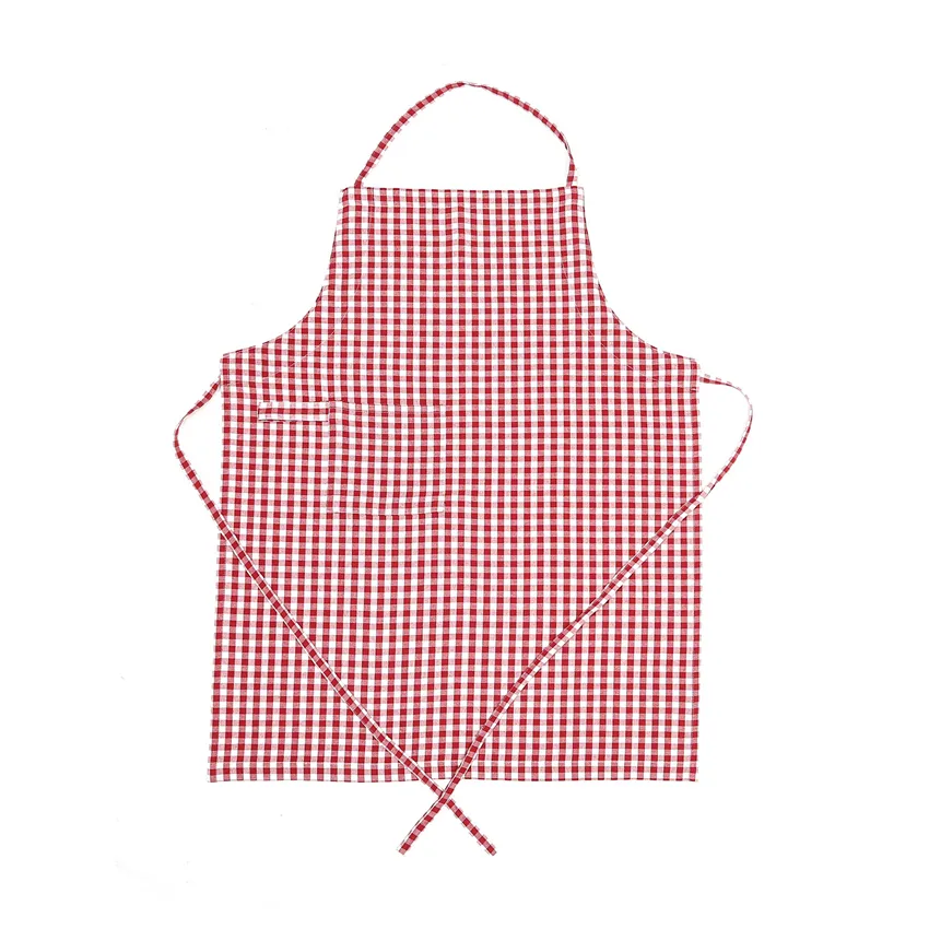 Recycled Apron Ulla Checked, Dark Red/Beige