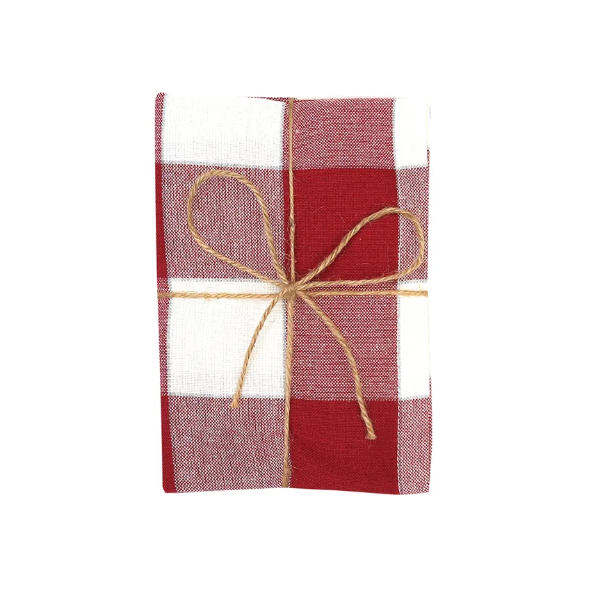 Recycled Tea Towel 2-pack Ted, Dark Red/Beige 