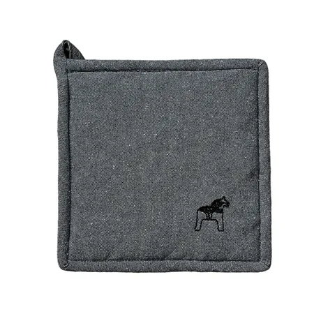 Manopla reciclada Sjurberg, Bordado negro, Gris oscuro/Gris