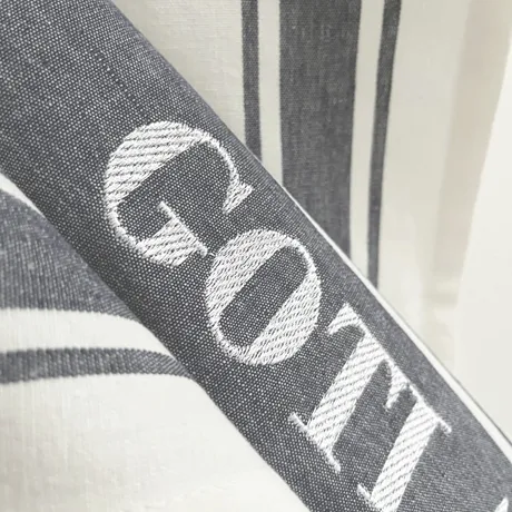 Paño de cocina Gotland, Gris oscuro/Blanco
