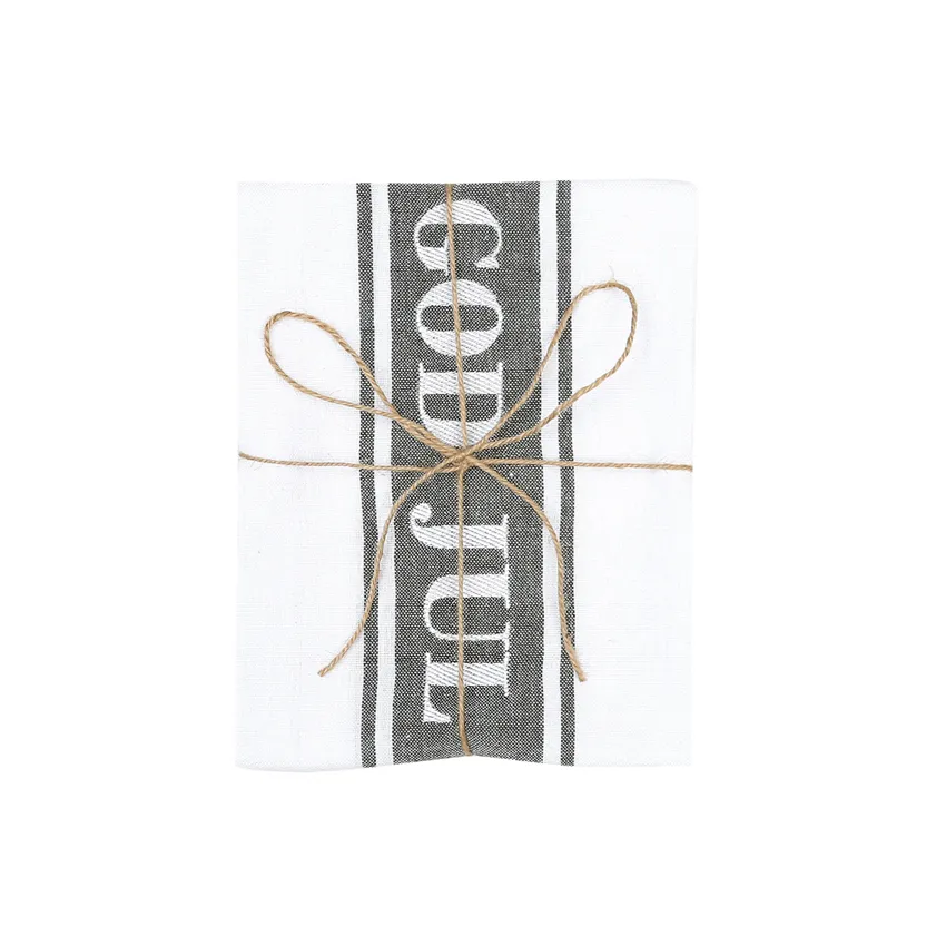 Paño de cocina reciclado God Jul, Verde oliva/Blanco