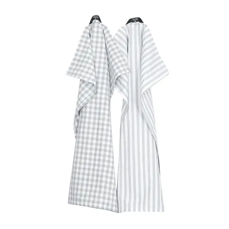 Paño de cocina reciclado 2-pack Liam, Gris/Blanco