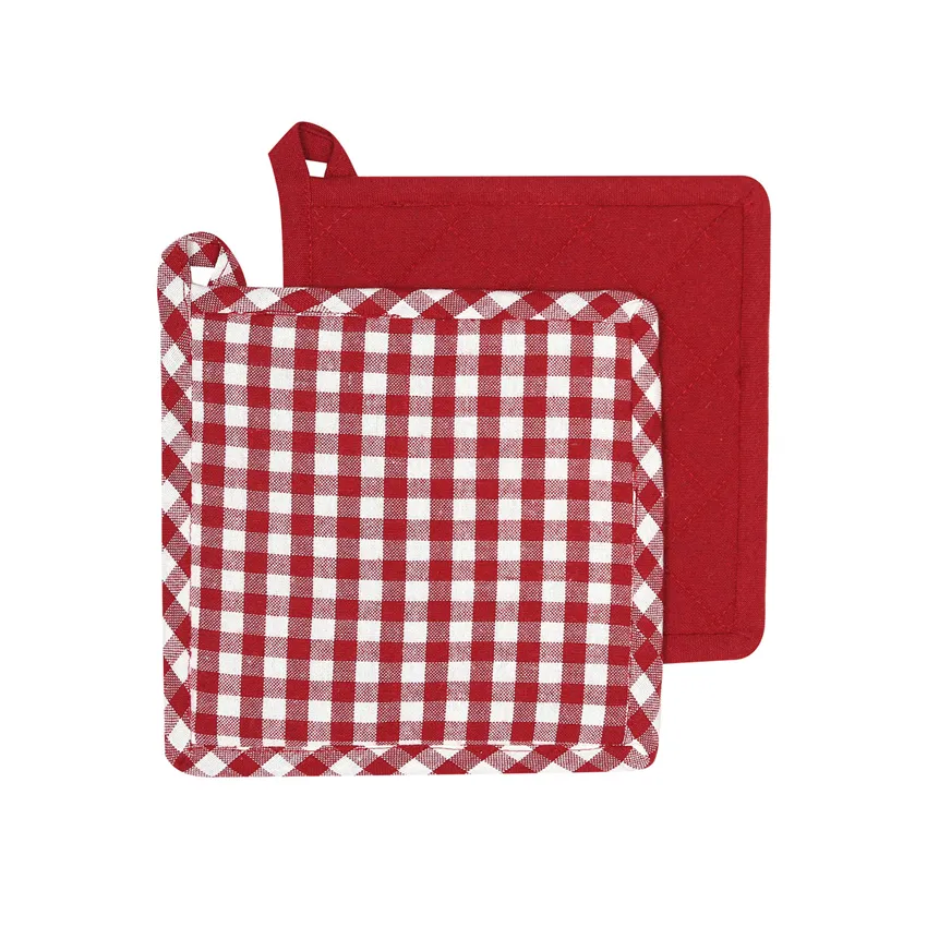 Manopla de cocina reciclada 2-pack Bella, Rojo oscuro/Beige