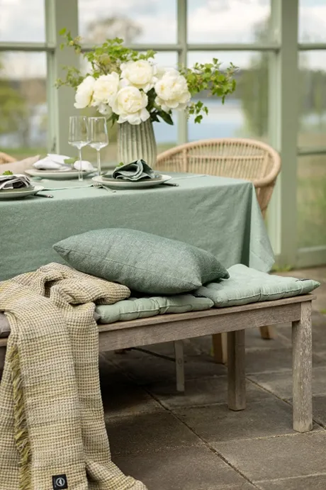 Mantel reciclado Elin, Verde/Blanco