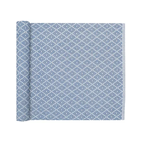 Reciclado Caminos de mesa Ella, Azul grisáceo/Blanco