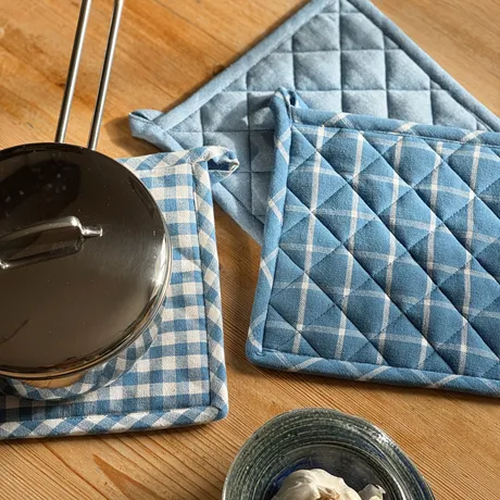 Manopla reciclada Recycling, 3ª selección, Azul claro/Blanco