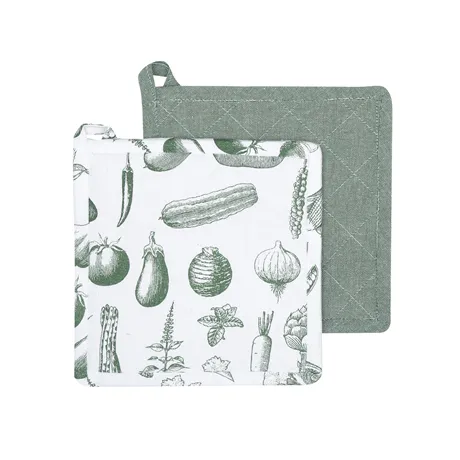 Manopla de cocina reciclada 2-pack Maj, Verde/Blanco