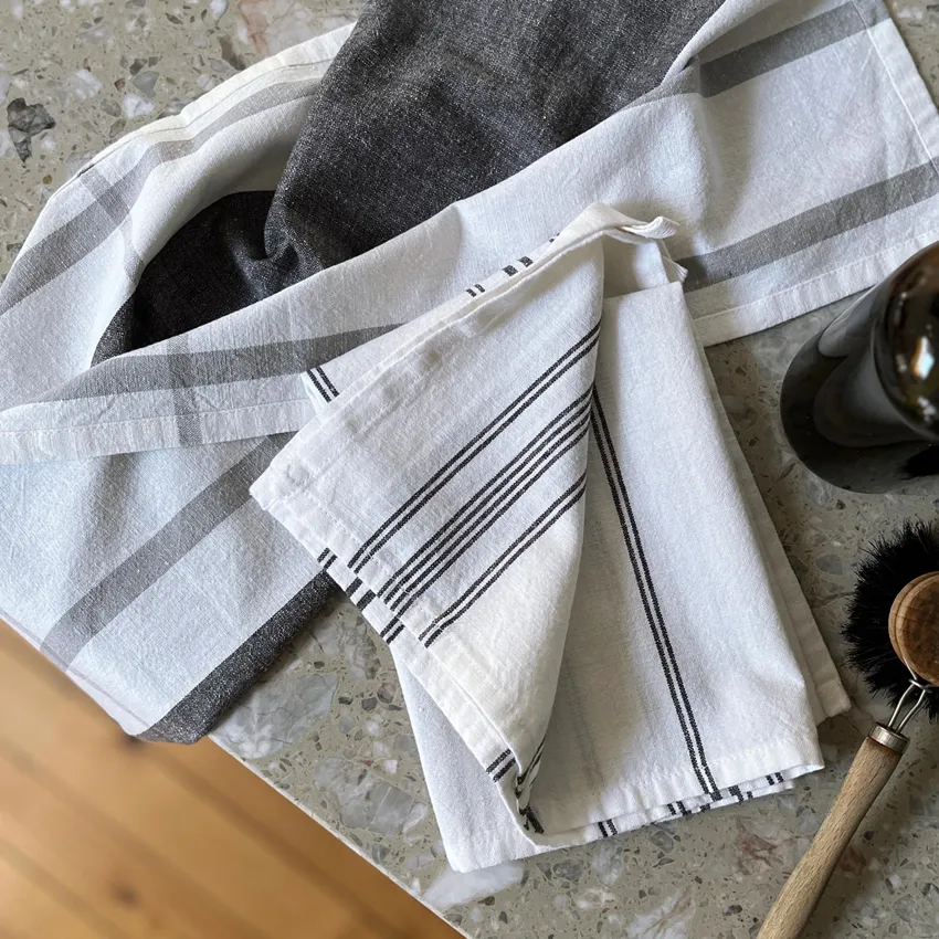 Paño de cocina 2-pack Adrian, Gris oscuro/Blanco