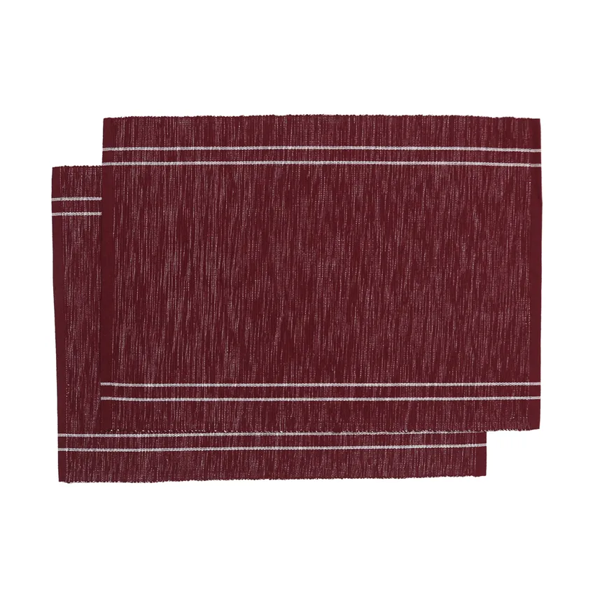 Mantel individual reciclado 2-pack Rune, Rojo vino/Ecru