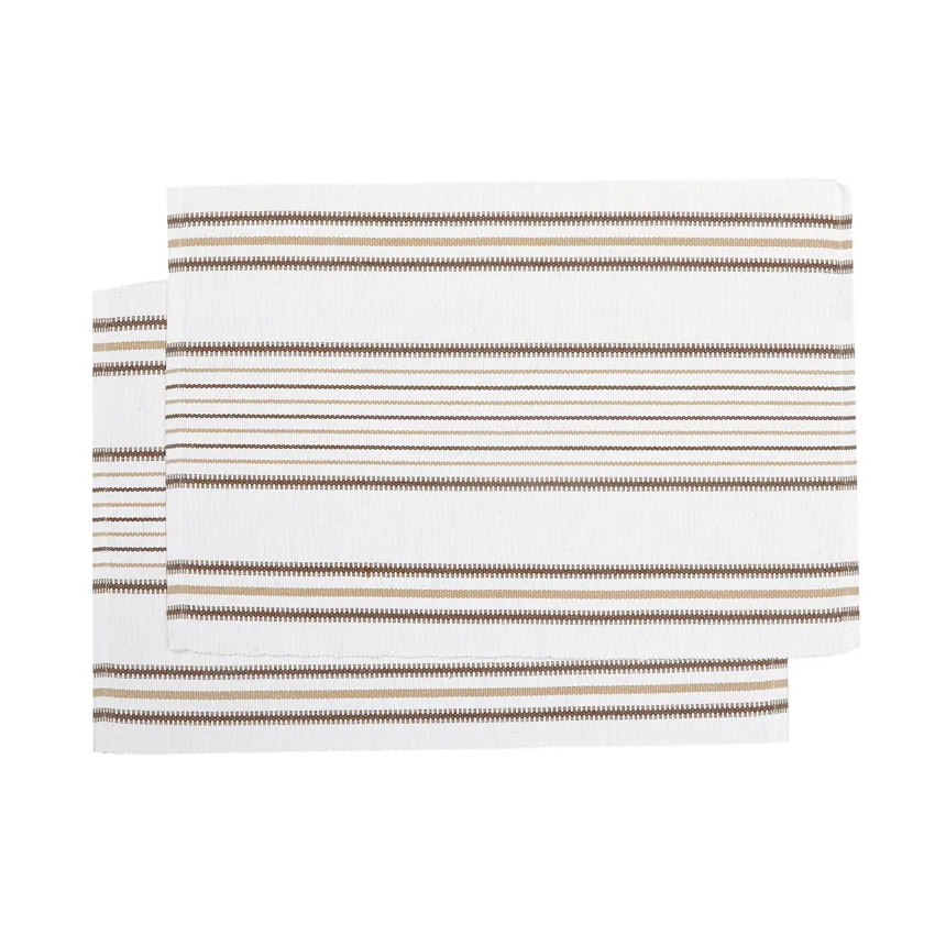 Mantel individual reciclado 2-pack Linda, Blanco/Arena/Marrón