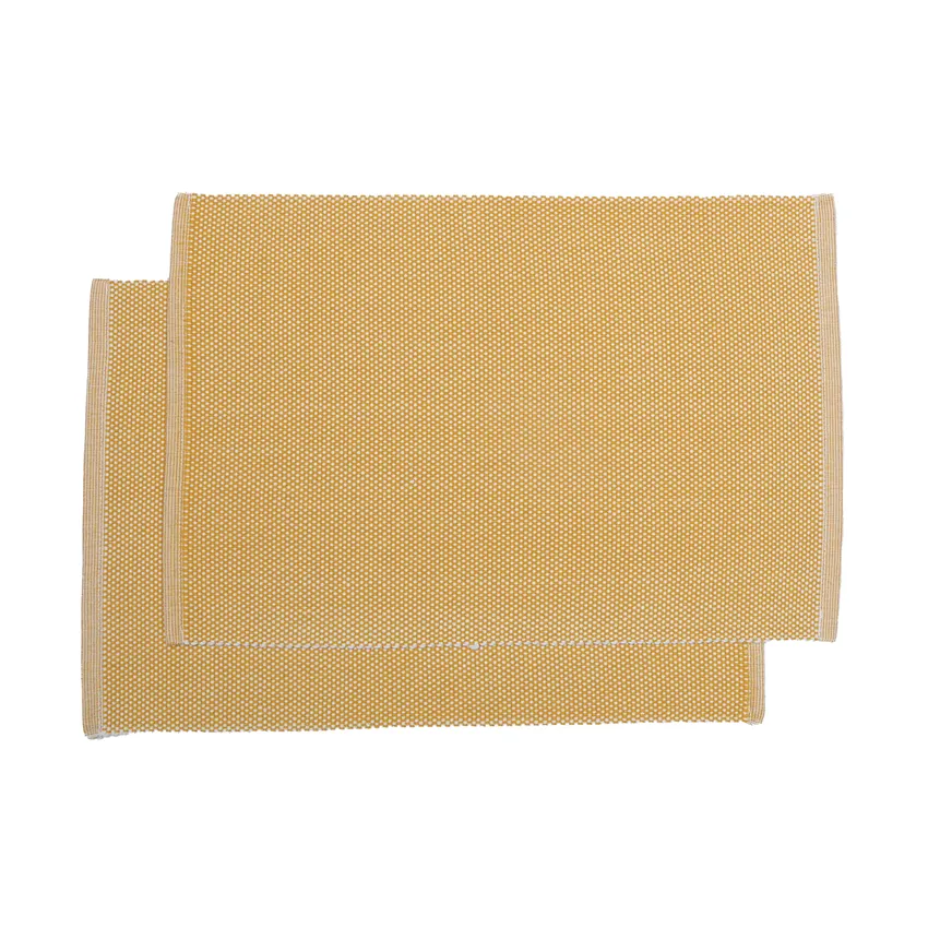 Mantel individual reciclado 2-pack Kalle, Amarillo/Beige