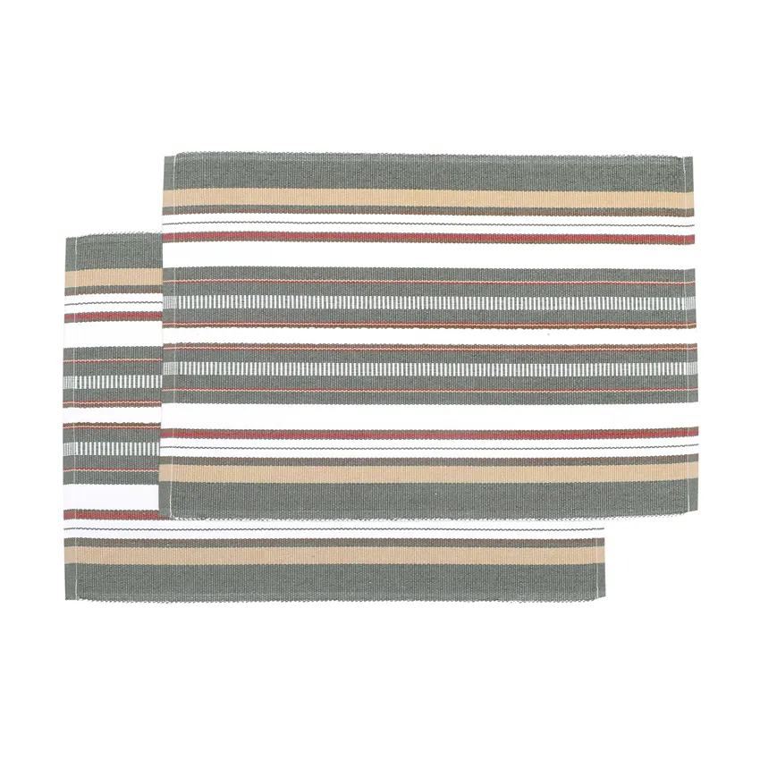 Mantel individual reciclado 2-pack Karin, Verde oliva/Arena/Marrón