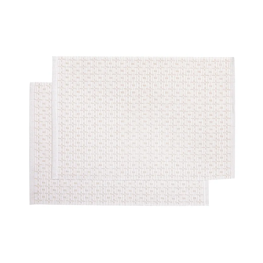 Mantel individual reciclado 2-pack Stella, Lino/Blanco
