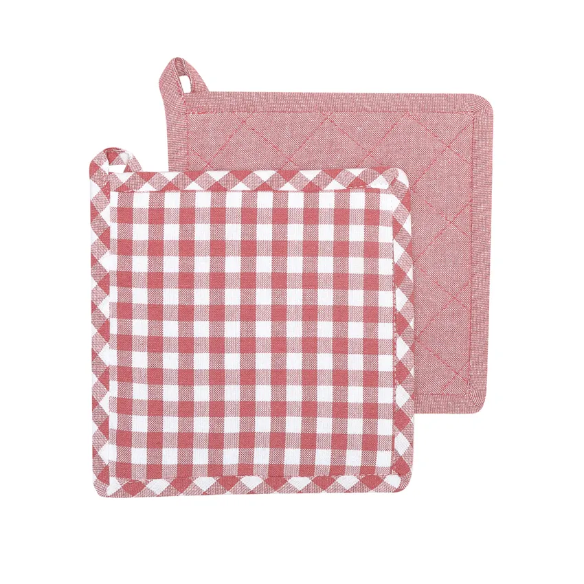 Manopla de cocina reciclada 2-pack Bella, Rosa/Blanco
