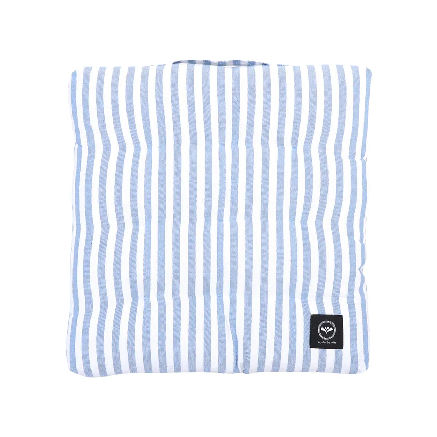 Cojín para banco reciclado Melker, Superficie lavable con paño, Azul claro/Blanco