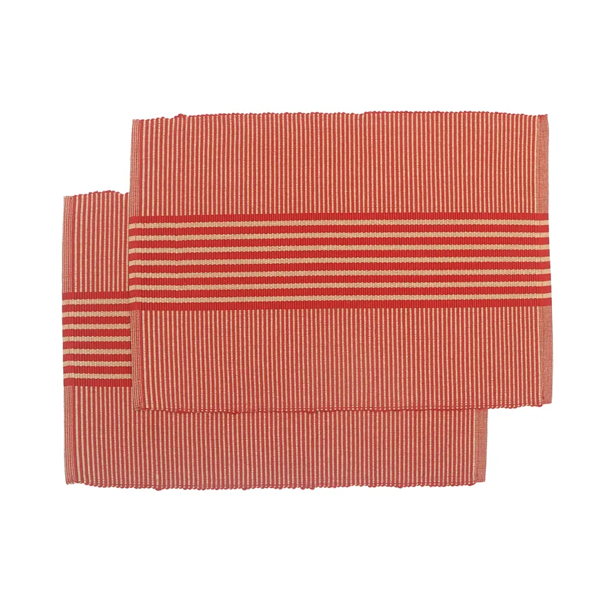 Mantel individual reciclado 2-pack Isa, Rojo oscuro/arena