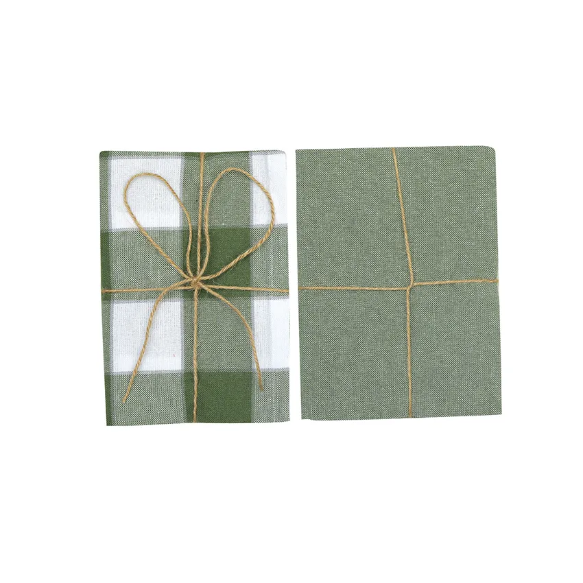 Paño de cocina reciclado 2-pack Ted, Verde/Blanco