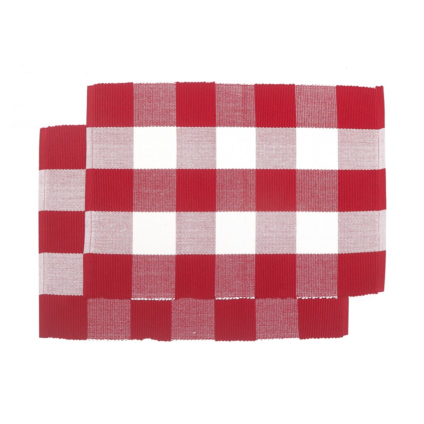 Mantel individual reciclado 2-pack Freya, Rojo oscuro/Beige