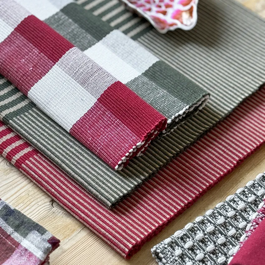 Mantel individual reciclado 2-pack Freya, Rojo oscuro/Beige