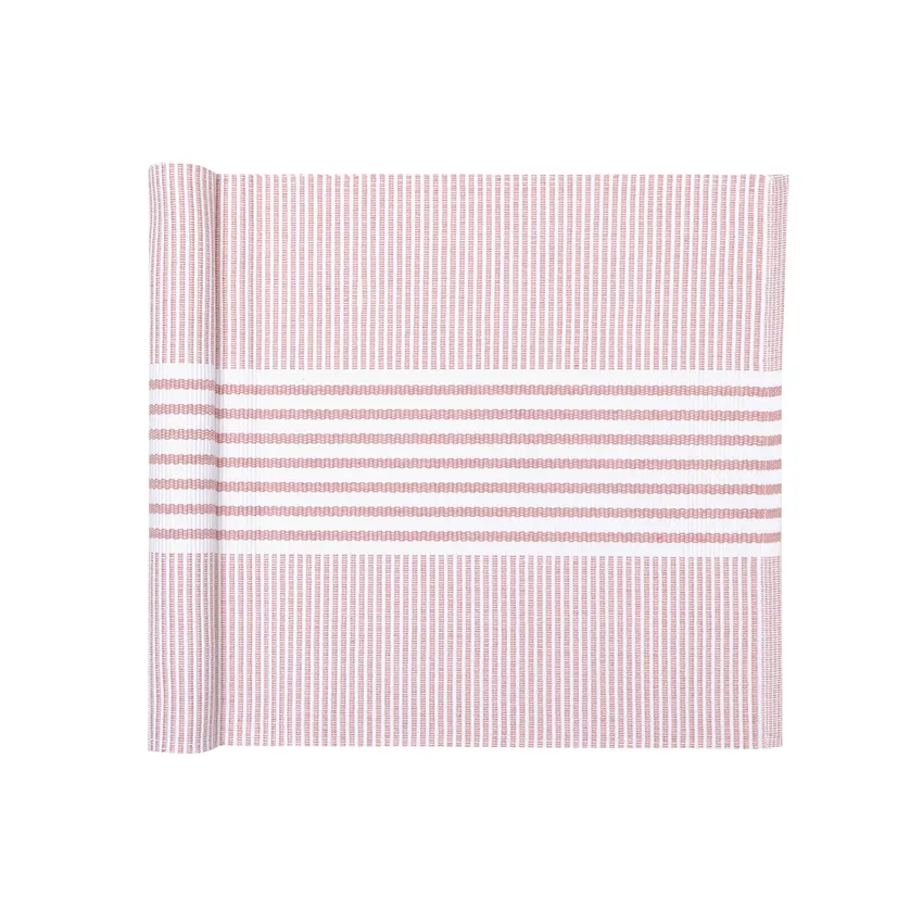 Reciclado Caminos de mesa Isa, Rosa claro/Blanco