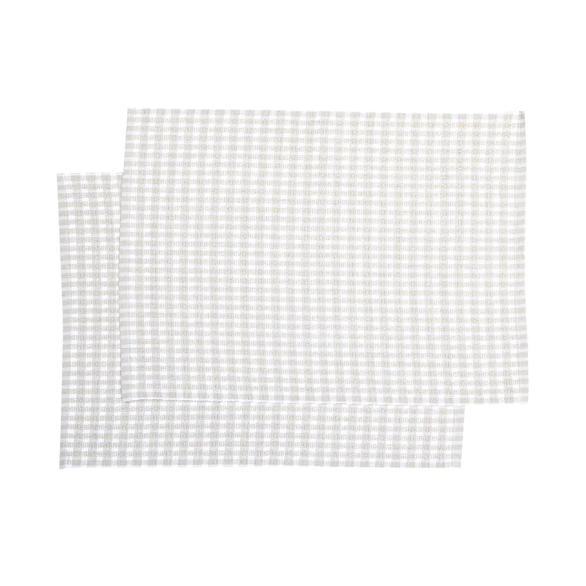 Mantel individual reciclado 2-pack Cleo, Lino/Blanco
