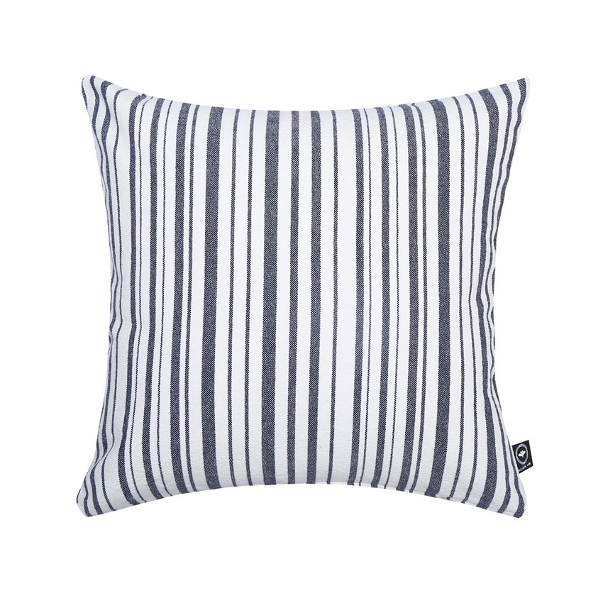 Reciclado Funda de cojín Theo, Beige/Azul marino