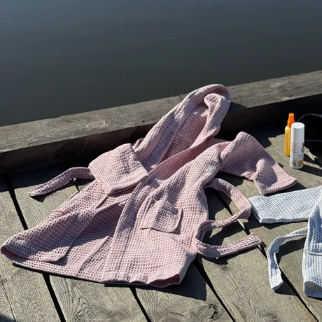 Albornoz infantil reciclado Wilma, Rosa claro/Beige