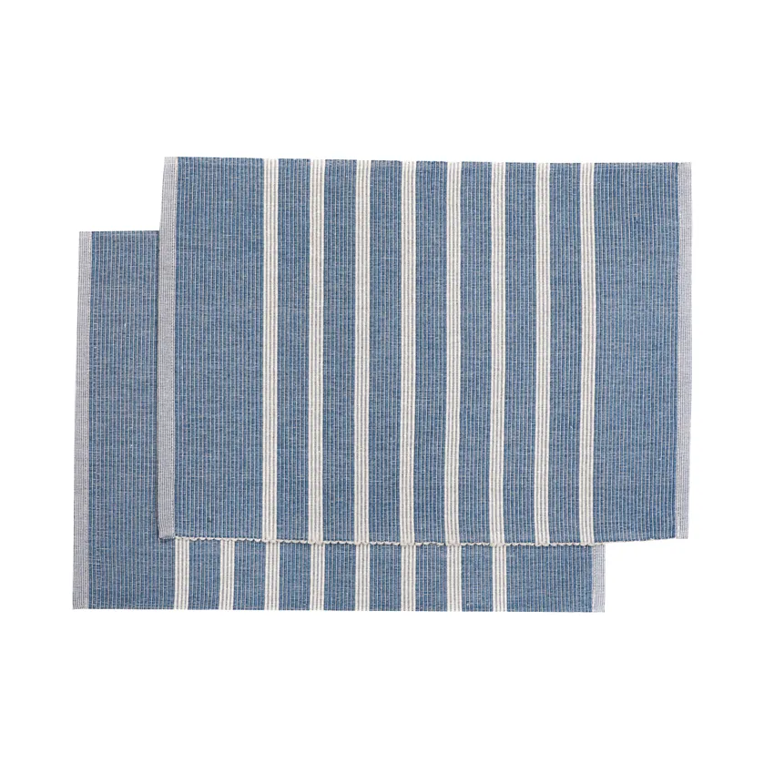 Mantel individual reciclado 2-pack Sigrid, Azul grisáceo/Lino