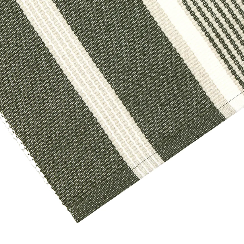 Reciclado Caminos de mesa Greta, Verde oliva/Lino