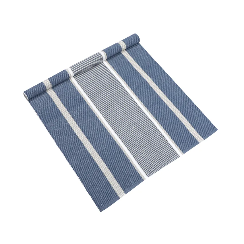 Alfombra de tejido rips reciclada Greta, Azul grisáceo/Lino