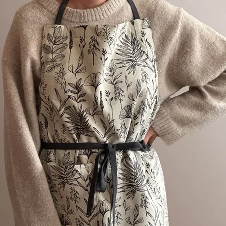 Delantal Reciclado Ralf, Lino/Negro