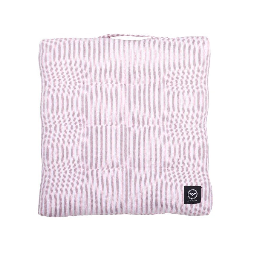 Cojín para banco reciclado Lina, Rosa claro/Blanco