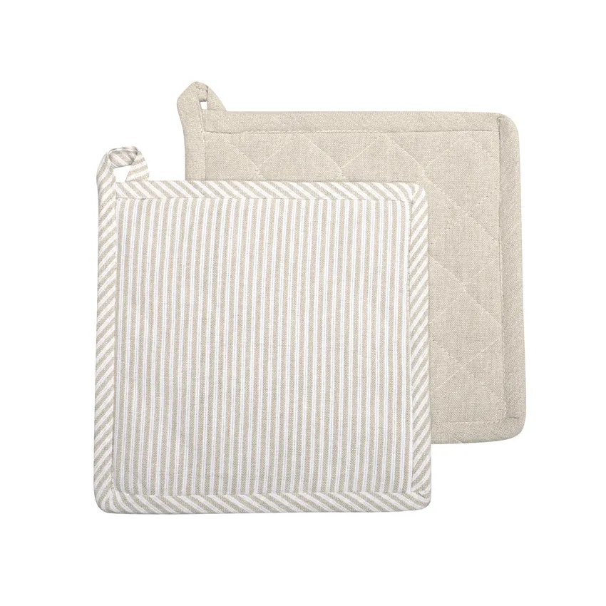 Manopla de cocina reciclada 2-pack Bosse, Lino/Blanco