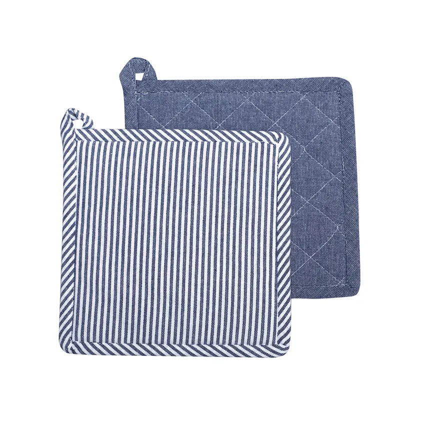 Manopla de cocina reciclada 2-pack Bosse, Azul marino/Blanco