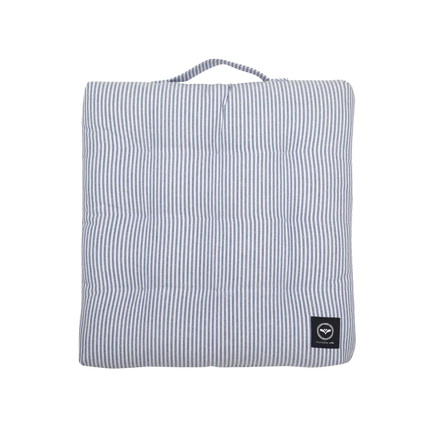 Cojín para banco reciclado Bosse, Superficie lavable con paño, Azul grisáceo/Blanco