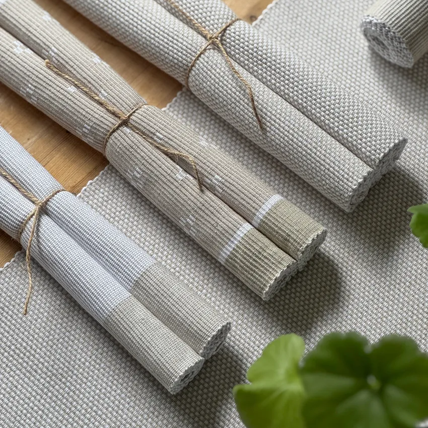 Mantel individual reciclado 2-pack Kalle, Lino/Blanco