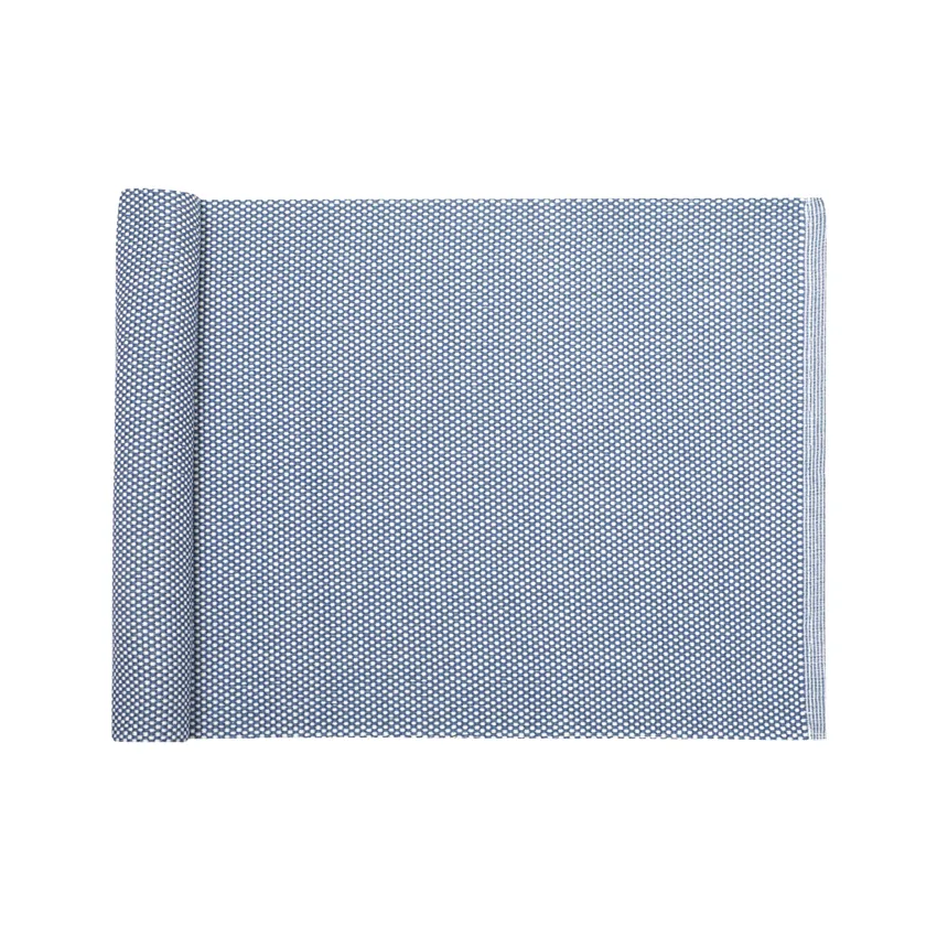 Reciclado Caminos de mesa Kalle, Azul grisáceo/Blanco