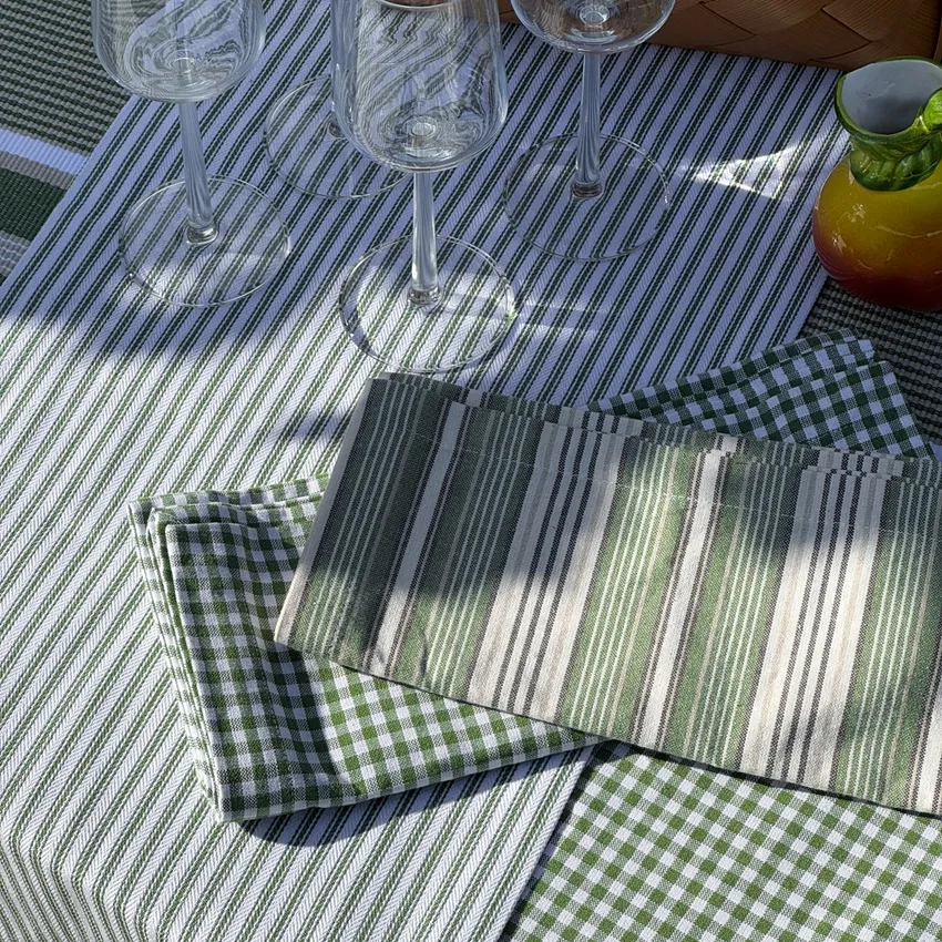 Reciclado Caminos de mesa Eden, Verde/Beige