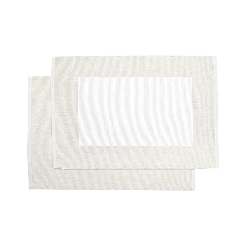 Mantel individual reciclado 2-pack Poppy, Lino/Blanco