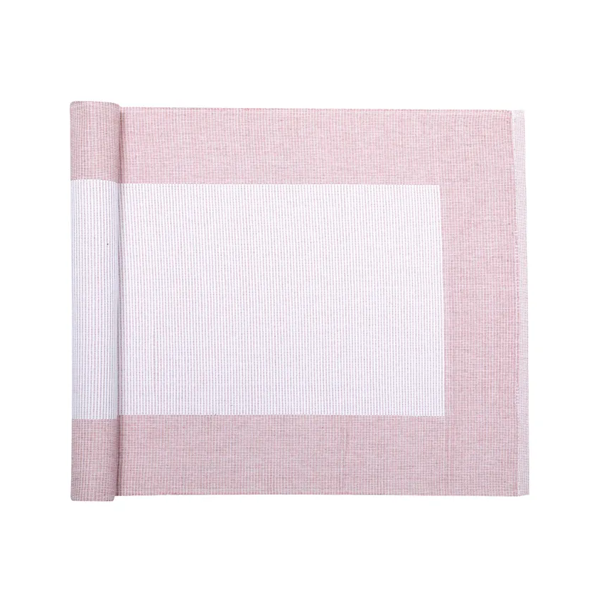 Reciclado Caminos de mesa Poppy, Rosa claro/Blanco
