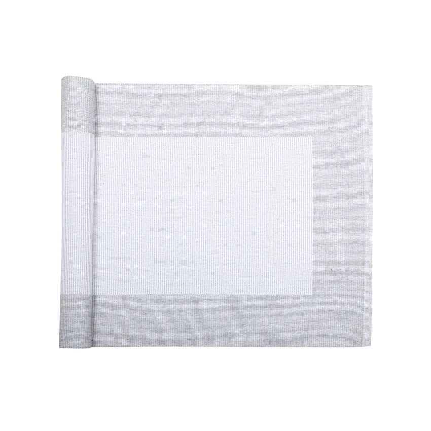 Reciclado Caminos de mesa Poppy, Gris claro/Blanco